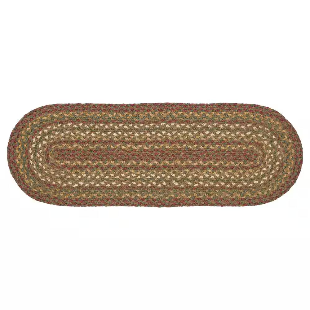 Tea Cabin 8 In. W X 24 In. L Moss Green Crimson Creme Geometric Jute Table Runner