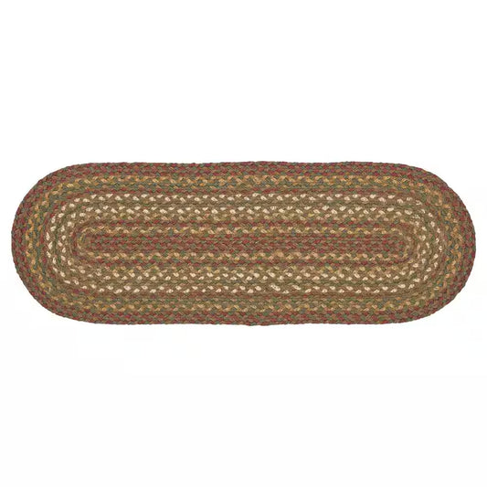 Tea Cabin 8 In. W X 24 In. L Moss Green Crimson Creme Geometric Jute Table Runner