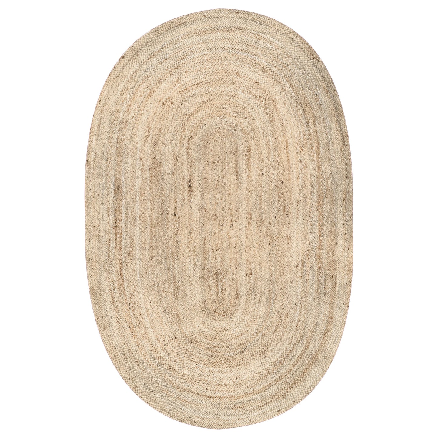 Rigo Hand Woven Farmhouse Jute Area Rug, Oval 6' X 9', Natural