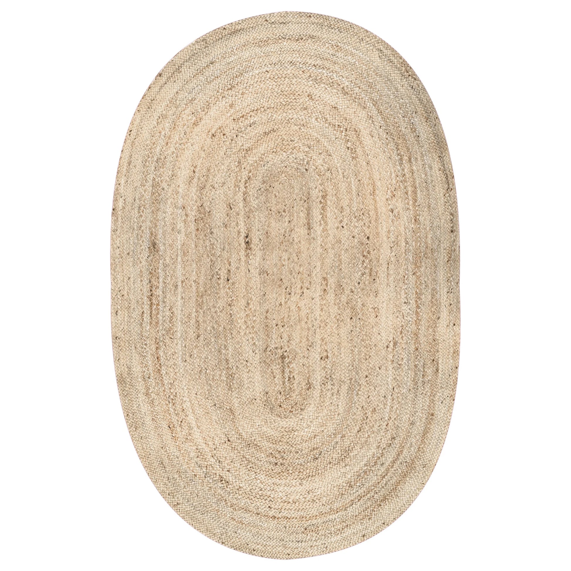 Rigo Hand Woven Farmhouse Jute Area Rug, Oval 6' X 9', Natural