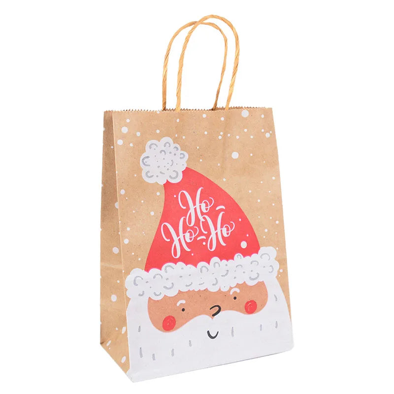 5Pcs Kraft Paper Gift Bags Merry Christmas Candy Cookie Packaging Bag Boxes Natal Kids Favors 2025 New Year Party Decoration