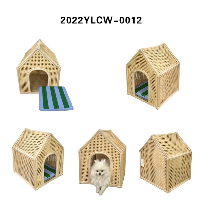 YXT Dog House/Dog Bed/Cat House Pet Furniture Eco-Friendly Luxury Hand-Woven Rattan Rattan Pet House Cage Woven Rattan Pet Bed