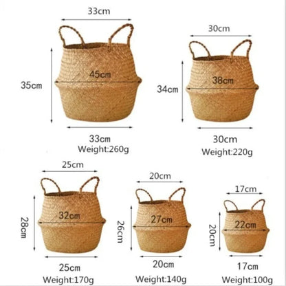 Seaweed Wicker Basket Rattan Hanging Flower Pot Dirty Clothes Basket Storage Basket Cesta Mimbre Basket Picnic Basket