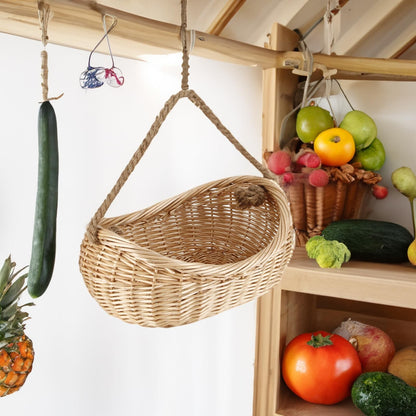 JJSQ Wicker Woven Basket with Jute Rope Handle Garden Harvest Basket Wicker S...