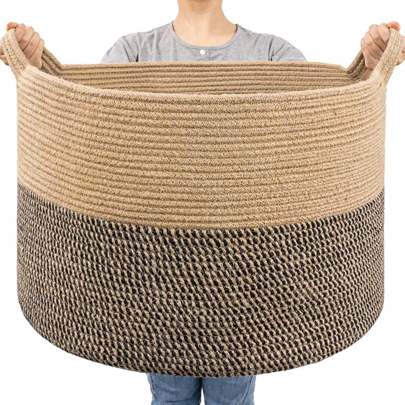 Wicker Storage Basket,Woven Blanket Storage for Living Room, round Woven Basket for Clothes, Jute Basket, Big Laundry Basket for Pillow