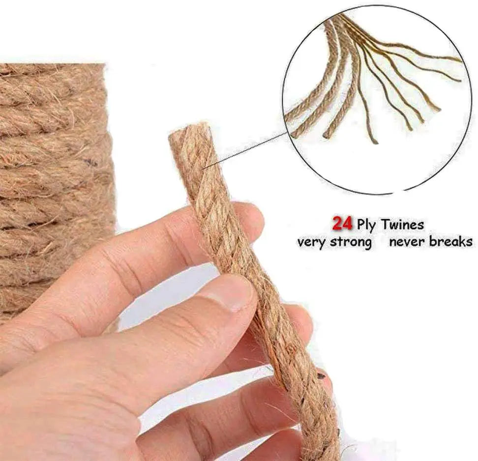 100% Natural Jute Rope Hemp Rope Cord String Twine Burlap Jute Twine for DIY Crafts Gardening Hammock Home Decor 1-14Mm
