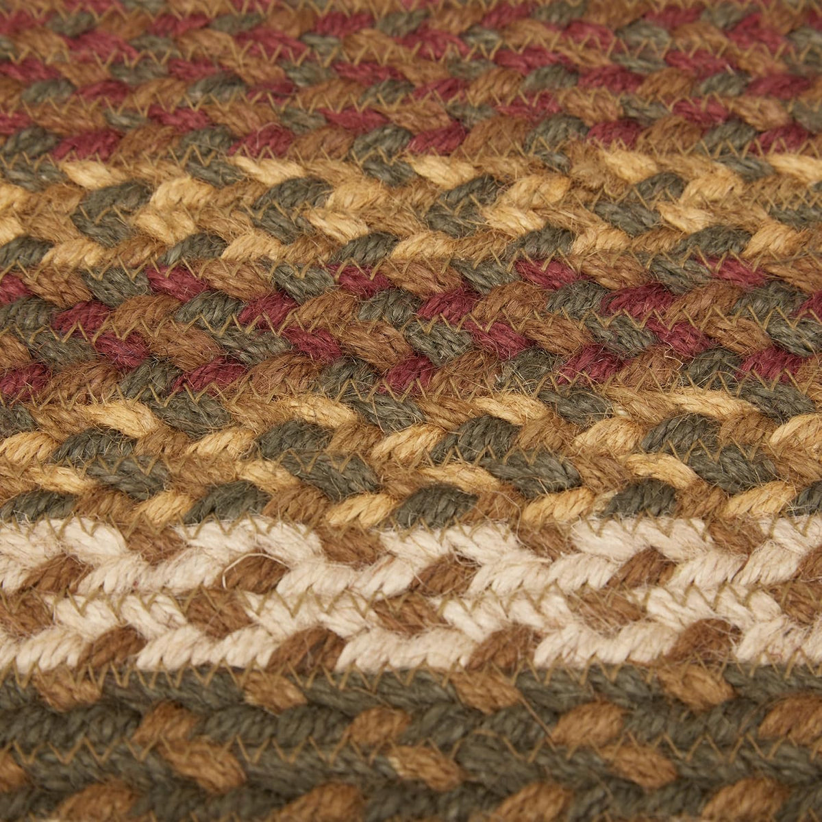 Tea Cabin Rustic Jute Green Striped Accent Rug Rectangle W/Floor Pad 20"X30"