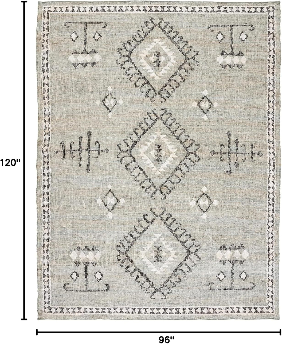 SAFAVIEH Area Rug 8X10 - Kilim Collection - Large - Blue & Black, Flat Weave Jute Design, Ideal for Living Room, Bedroom, Office, Dining Space (KLM762M)
