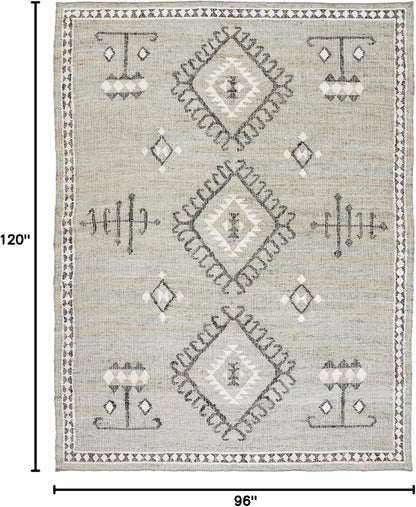SAFAVIEH Area Rug 8X10 - Kilim Collection - Large - Blue & Black, Flat Weave Jute Design, Ideal for Living Room, Bedroom, Office, Dining Space (KLM762M)