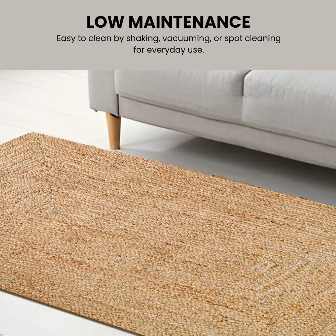 Braided Jute Area Rug, Natural, 4X6 Ft