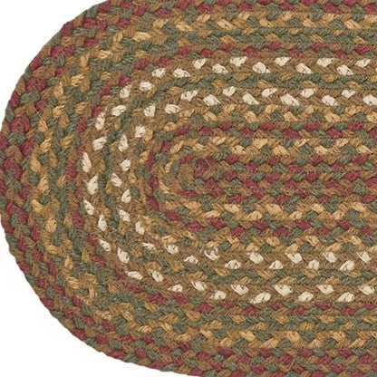 Tea Cabin 8 In. W X 24 In. L Moss Green Crimson Creme Geometric Jute Table Runner