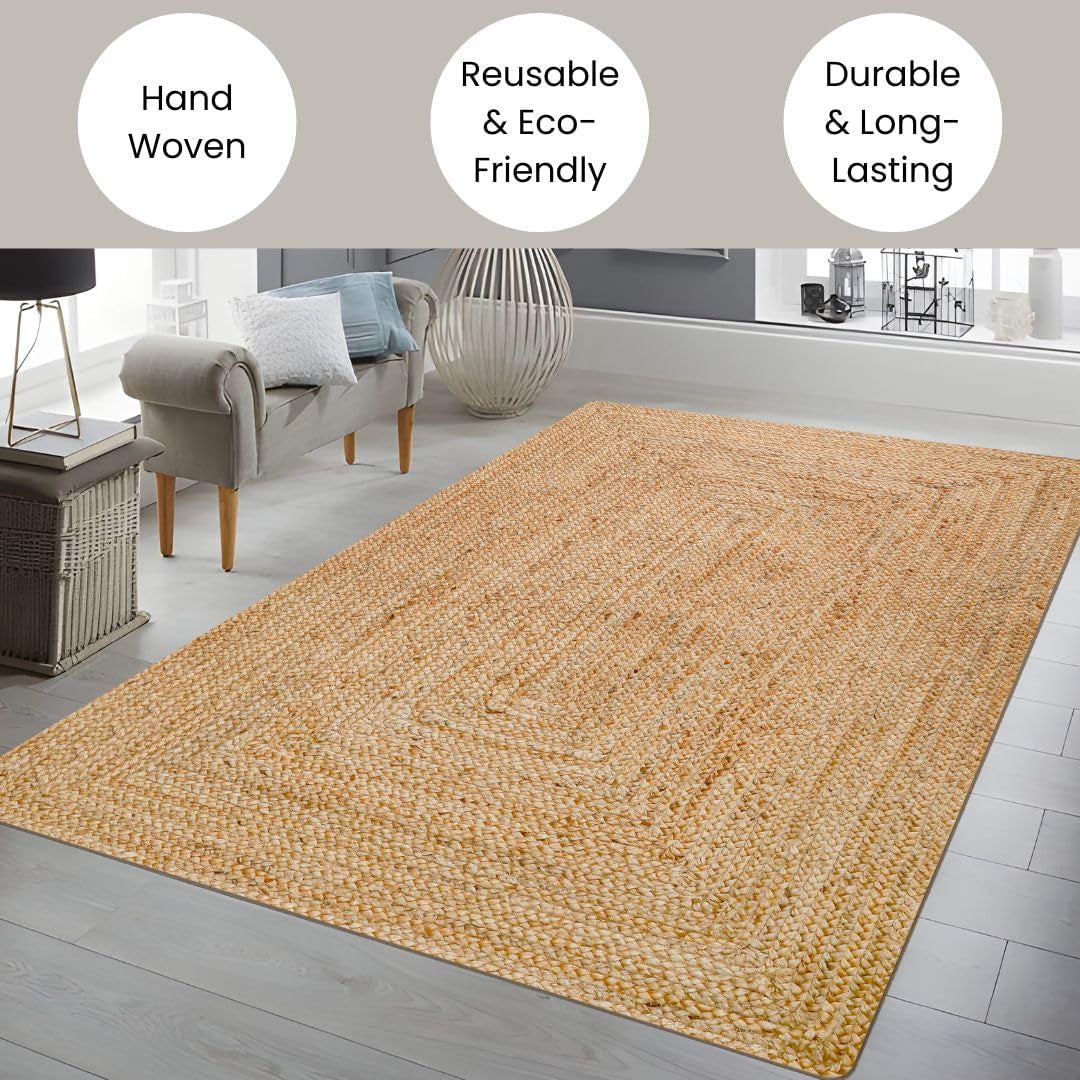 Braided Jute Area Rug, Natural, 4X6 Ft