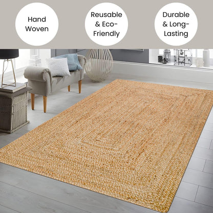 Braided Jute Area Rug, Natural, 4X6 Ft
