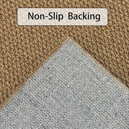 Kitchen Mat Set - 3 Pcs Faux Jute Laundry Room Rugs Kitchen Sink Mat, Farmhouse Entrance Doormat, Washable Area Rug for Bedroom Entryway Hallway Mudroom Decor, Indoor/Outdoor, Coffee