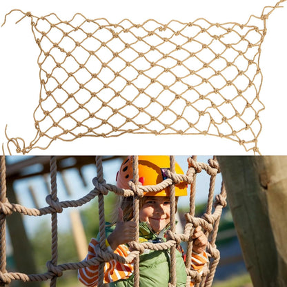 Jute Hemp Rope Net (4Ftx8Ft), Heavy Duty Natural Climbing Safety Rope Netting Balcony Stairs Fence Garden Playground Protection Net Indoor & Outdoor Decor Rope Net