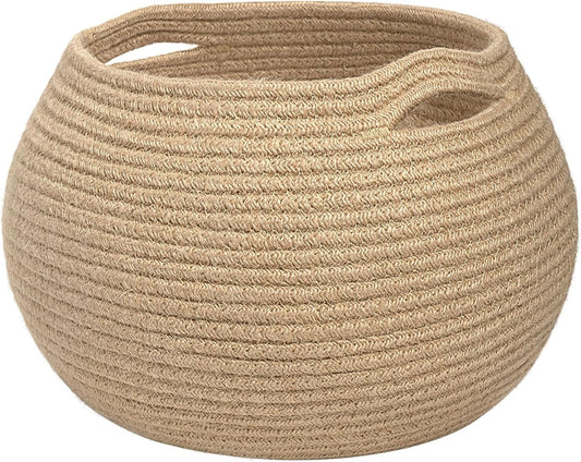 Goodpick Wicker Storage Basket for Living Room, Small round Woven Basket for Toy