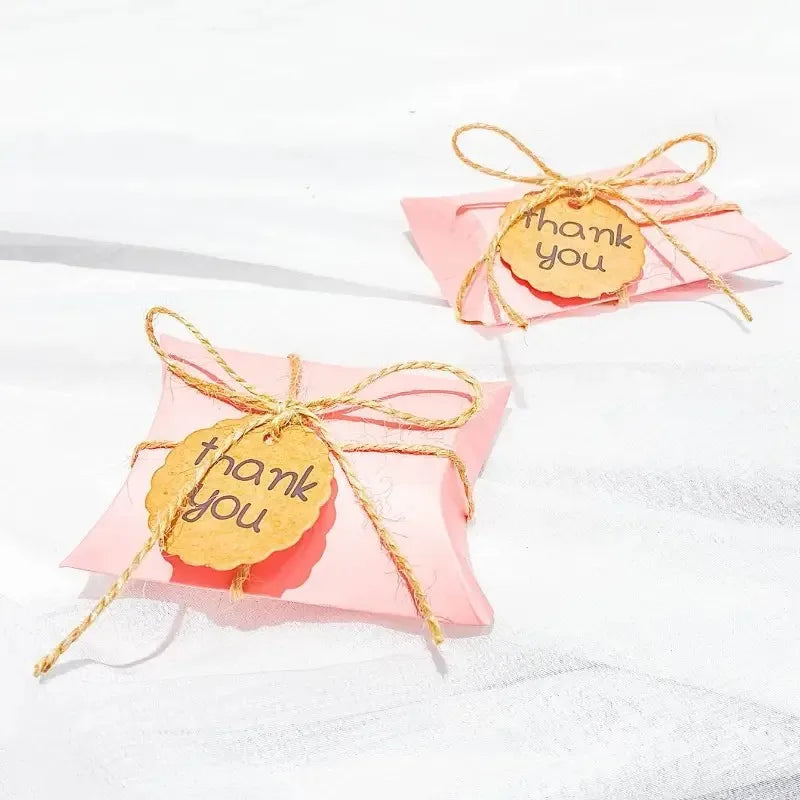 50/100PCS Pink Pillow Paper Box Kraft Paper Candy Jewelry Wedding Birthday Party Christmas Halloween Gift Packaging Boxes