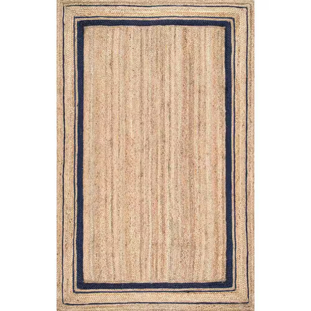 Rikki Braided Border Jute Navy 4 Ft. X 6 Ft. Area Rug