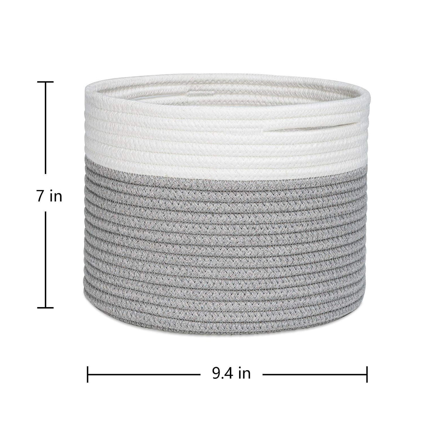 Small Storage Basket - Cute Cotton Rope Basket - Closet Storage Bins - Cute Basket for Remote - Storage Organizer for Toy Storage Bin- 9.4" X 9.4" X 7.1"