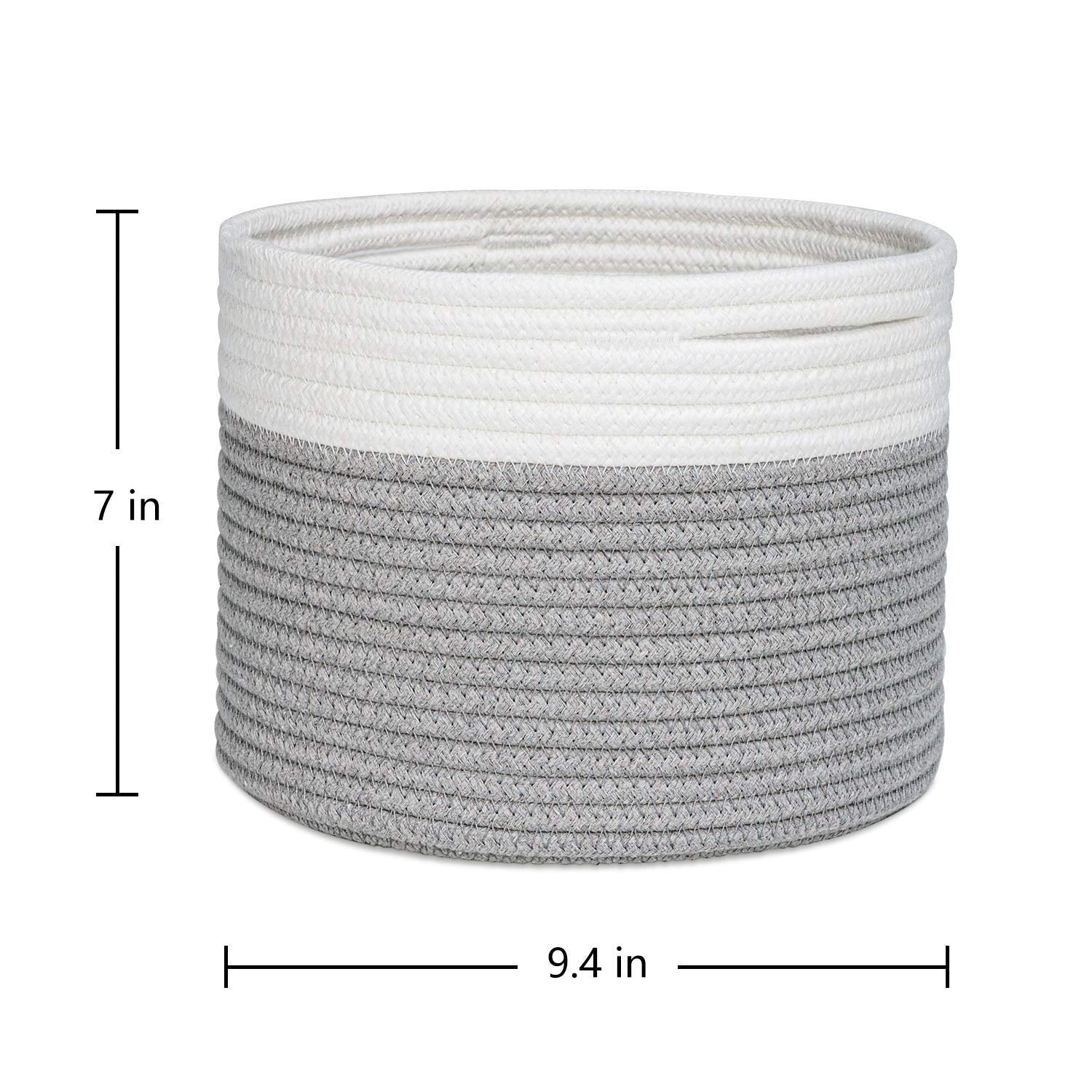 Small Storage Basket - Cute Cotton Rope Basket - Closet Storage Bins - Cute Basket for Remote - Storage Organizer for Toy Storage Bin- 9.4" X 9.4" X 7.1"