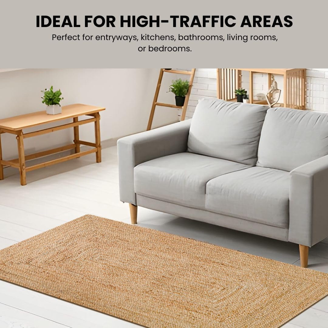 Braided Jute Area Rug, Natural, 4X6 Ft