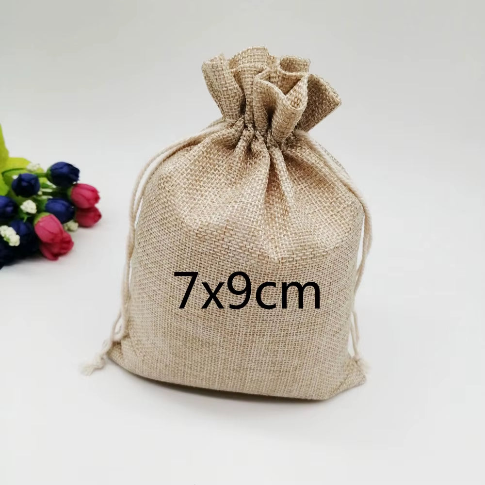 6Pcs/Lot Jute Bags Gift Drawstring Pouch Gift Box Packaging Bags for Gift Linen Bags Jewelry Display Wedding Sack Burlap Bag Diy