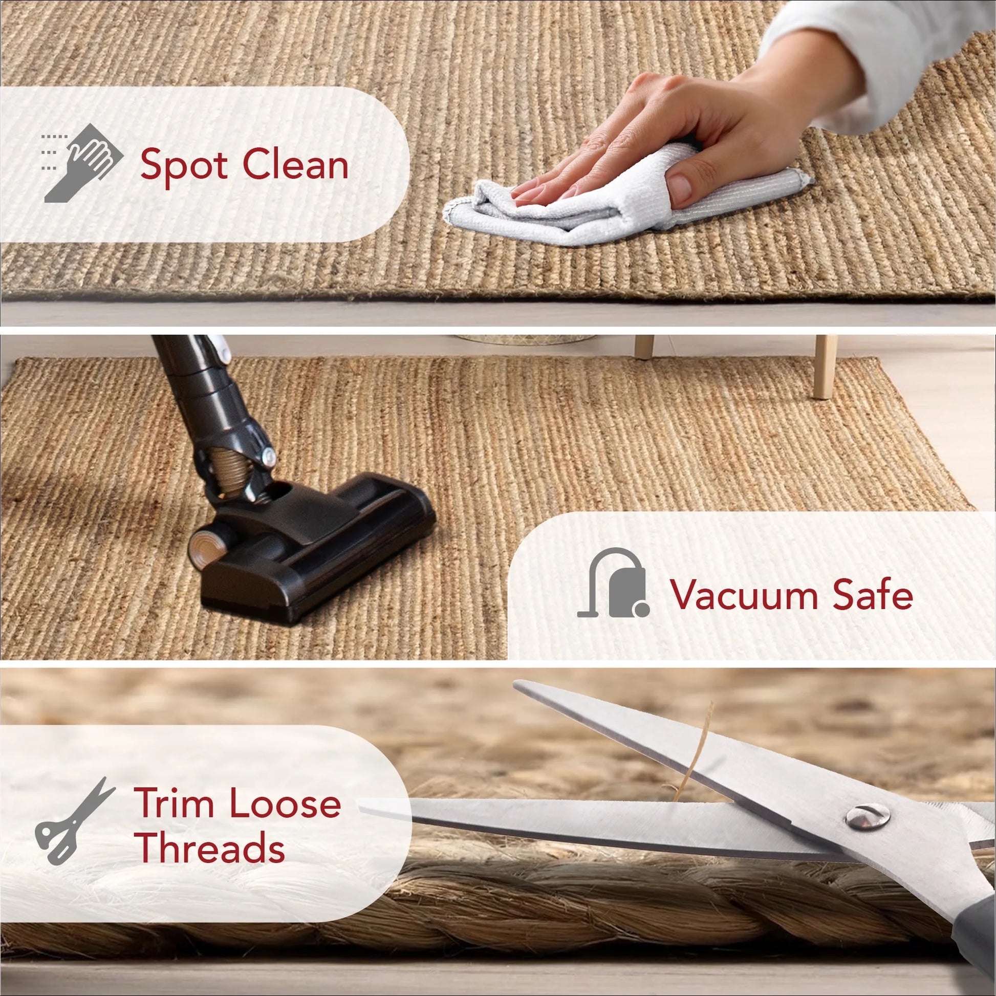 Rigo Hand Woven Farmhouse Jute Area Rug, 7' 6" X 9' 6", Natural