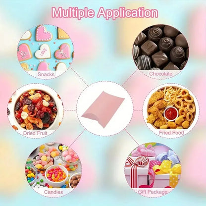 50/100PCS Pink Pillow Paper Box Kraft Paper Candy Jewelry Wedding Birthday Party Christmas Halloween Gift Packaging Boxes