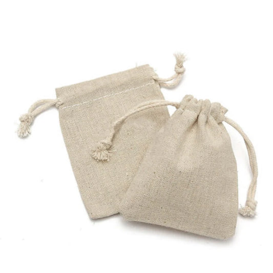 Small natural linen drawstring favor pouches
