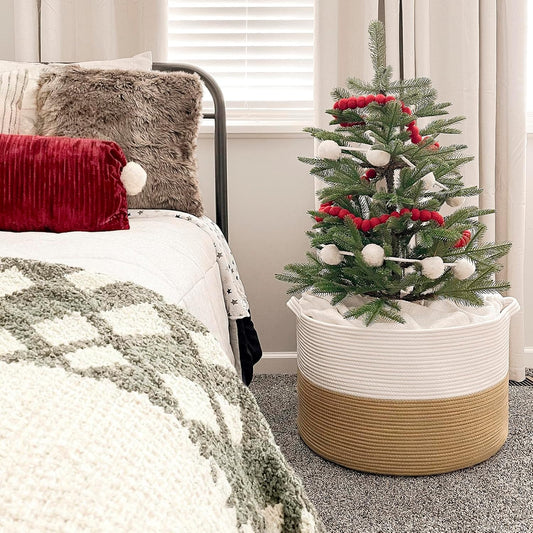 Xxxlarge Jute Rope Basket 21.7" X 21.7" X 13.8" Woven Baby Laundry Baskets for Blankets Toys Storage Basket with Handle Comforter Cushions Storage Bins Thread Laundry Hamper