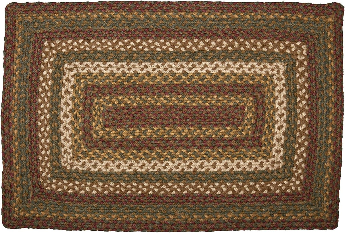 Tea Cabin Rustic Jute Green Striped Accent Rug Rectangle W/Floor Pad 20"X30"