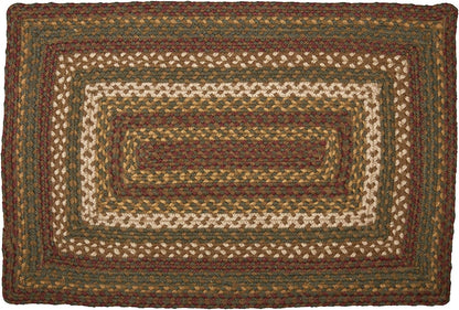 Tea Cabin Rustic Jute Green Striped Accent Rug Rectangle W/Floor Pad 20"X30"