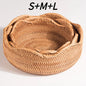 Hand-Woven Storage Basket Rattan Storage Tray Wicker Basket Bread Fruit Food Breakfast Picnic Basket Kitchen Storage Basket
