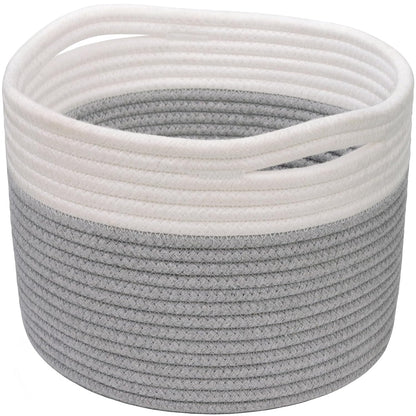 Small Storage Basket - Cute Cotton Rope Basket - Closet Storage Bins - Cute Basket for Remote - Storage Organizer for Toy Storage Bin- 9.4" X 9.4" X 7.1"
