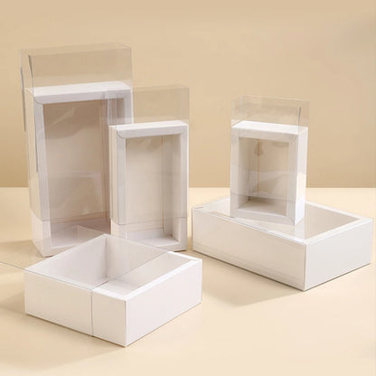 10Pcs Pull-Out Gift Boxes Drawer Kraft Paper Boxes with Clear Window Gift Jewelry Packaging Business Wedding Birthday Party