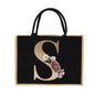 Jute Handbag Shoulder Bag Gold Letters Sacks Jute Imitation Bags Women Shopping Pouch Designer Laminated Bags Dark