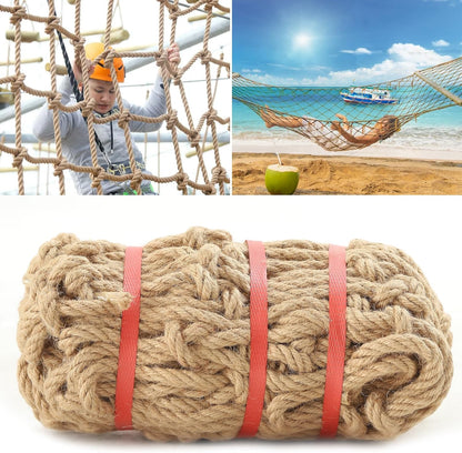 Jute Hemp Rope Net (3Ftx6Ft), Heavy Duty Natural Climbing Safety Rope Netting Balcony Stairs Fence Garden Playground Protection Net Indoor & Outdoor Decor Rope Net