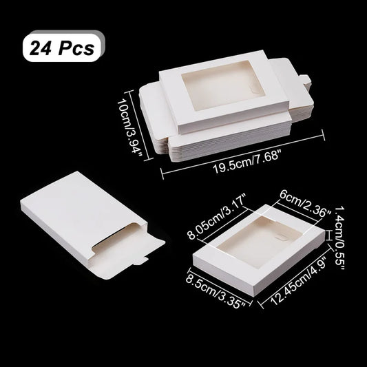 24 Pcs Rectangle Jewelry Box, 3.1X2X1" Tan Cardboard Jewelry Boxes Kraft Paper Gift Packaging Boxes Christmas Gift Paper