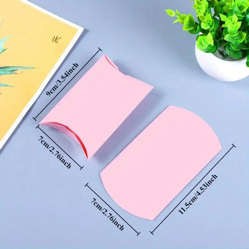 50/100PCS Pink Pillow Paper Box Kraft Paper Candy Jewelry Wedding Birthday Party Christmas Halloween Gift Packaging Boxes