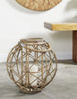 Rattan Candle Lantern 15 in - Rustic Farmhouse Decor