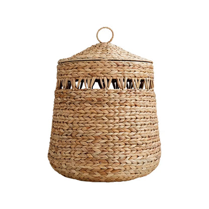 Nordic Gourd Grass Storage Basket Handwoven Toy Basket Bathroom Lidded Laundry Basket Kids Room Storage Box
