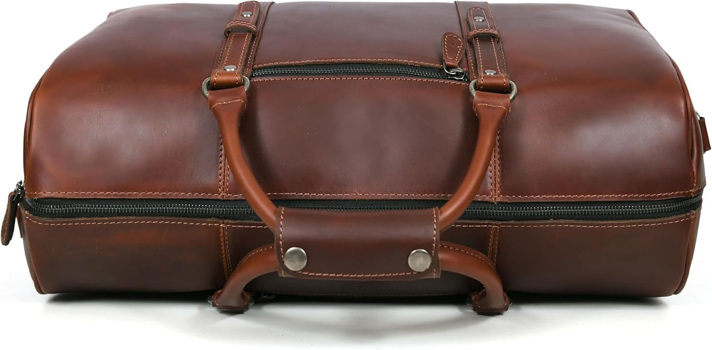 Leather Duffel Bag for Men & Women Travel, Weekend, Overnight, Gym Bag
