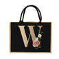 Jute Handbag Shoulder Bag Gold Letters Sacks Jute Imitation Bags Women Shopping Pouch Designer Laminated Bags Dark