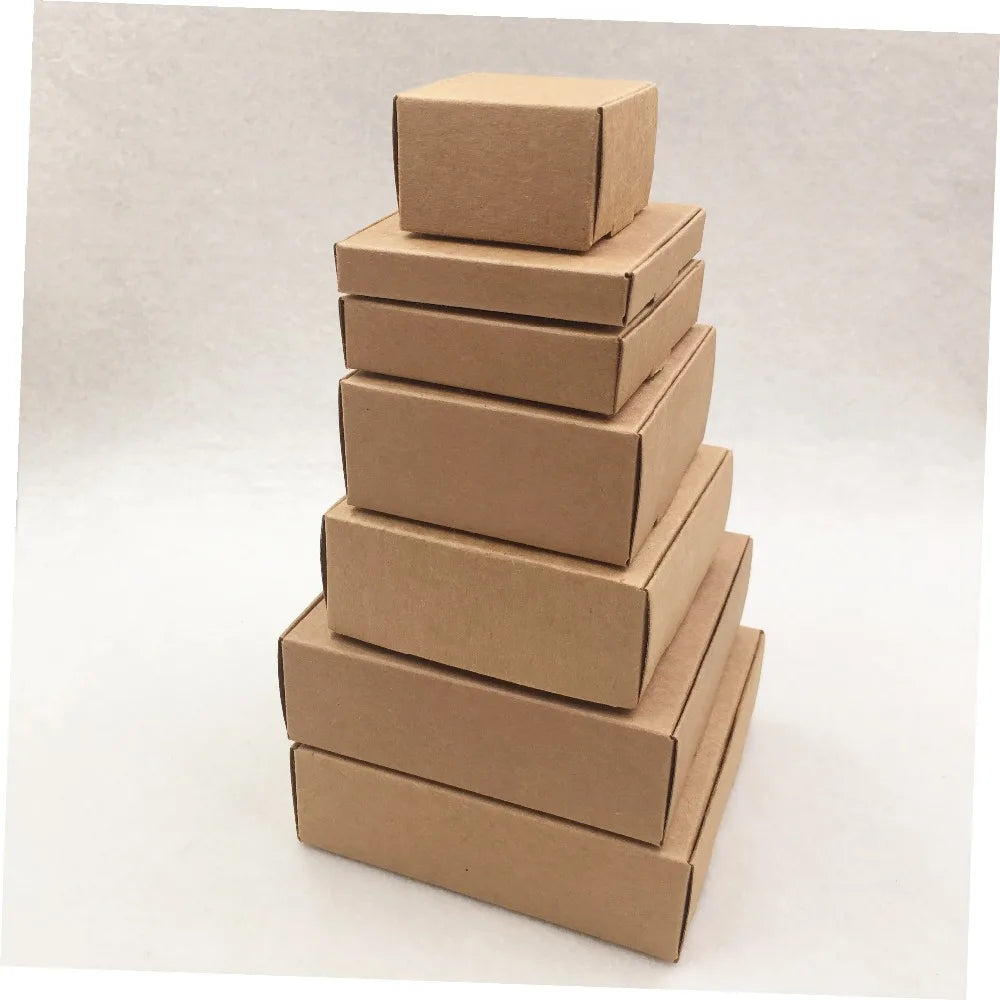 50Pcs/Lot Gift Box Kraft Paper Jewelry Boxes Blank Carry Case Jewelry Accessory Packaging Handmade Cardboard Display Paper Boxes