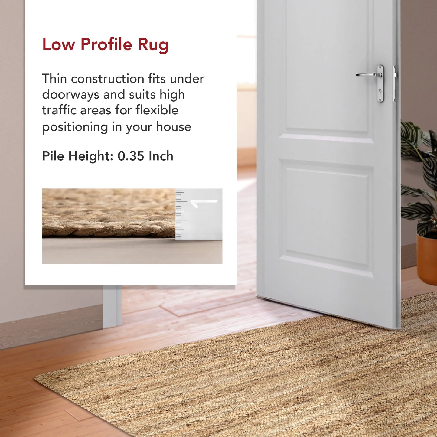 Rigo Hand Woven Farmhouse Jute Area Rug, Oval 6' X 9', Natural