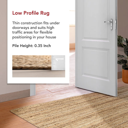 Rigo Hand Woven Farmhouse Jute Area Rug, Oval 6' X 9', Natural