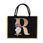 Jute Handbag Shoulder Bag Gold Letters Sacks Jute Imitation Bags Women Shopping Pouch Designer Laminated Bags Dark