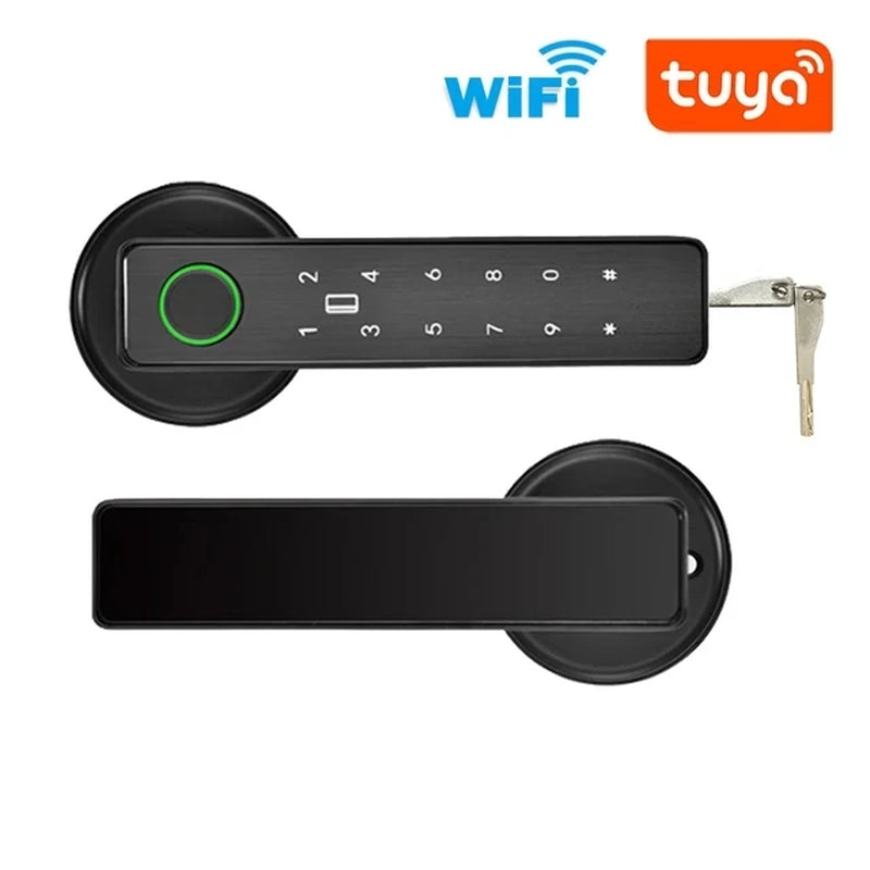 Tuya APP Remote Control Wifi Electronic Smart Door Lock with Biometric Camera Fingerprint Smart Card Password Key Unlock