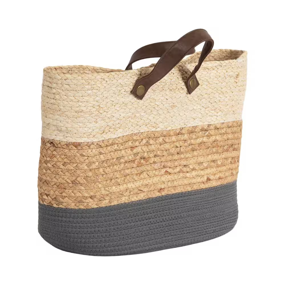 Hermosa Natural Brown/Gray 16 In. X 13 In. Seagrass Decorative Basket