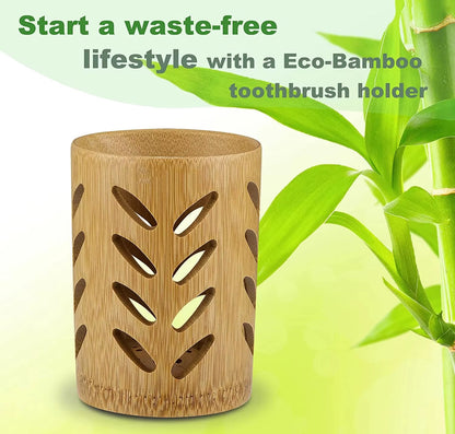 Bamboo Toothbrush Holder for Bathroom Toothbrush Cup with Drainage Quick Drying Bathroom Cup Toothpaste Holder Degradable Cup